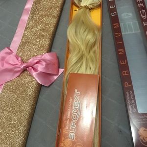 Blonde 14inch clip-in extensions human hair